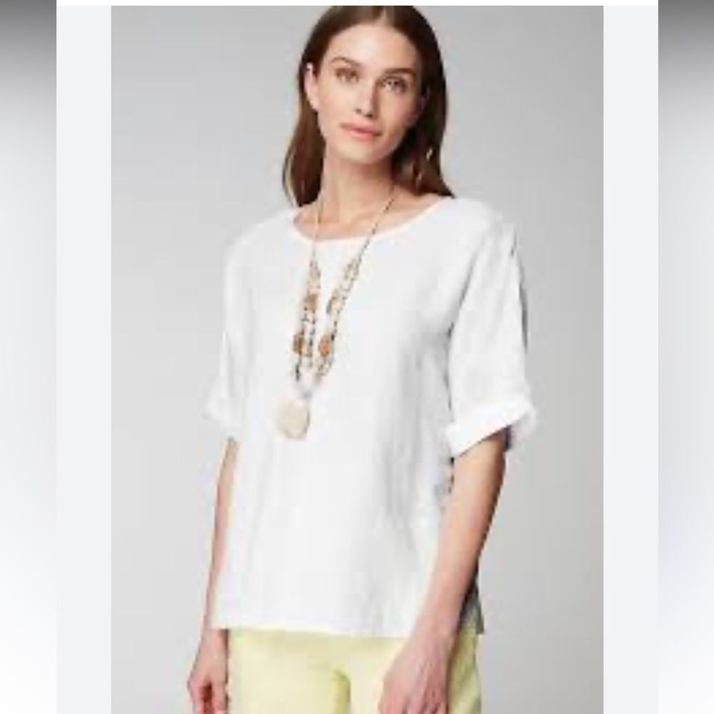 J. Jill Pure Jill relaxed 100% linen white tunic top